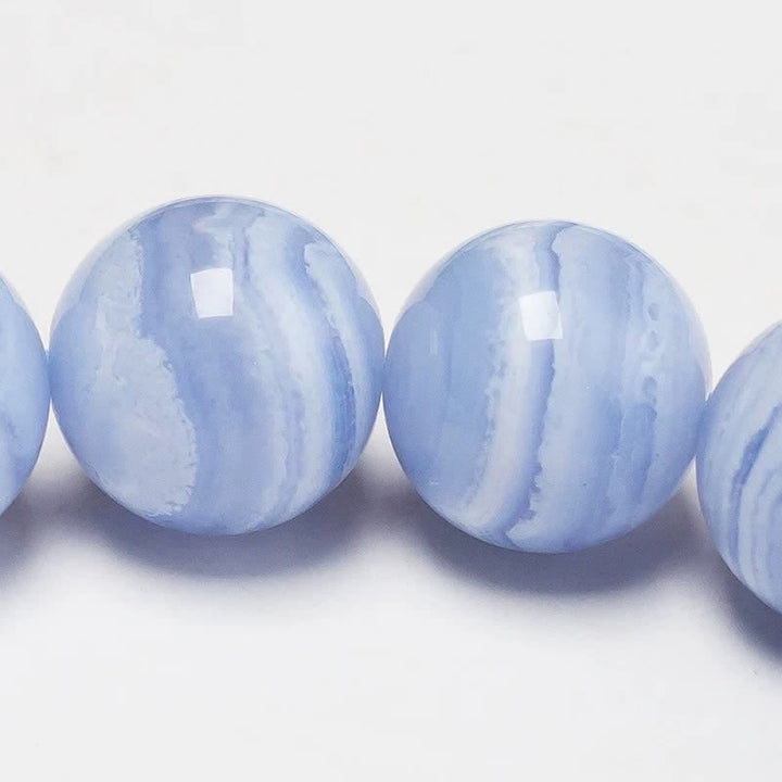 Buddha Stones 丸型デザインの天然ブルーレースアゲートビーズブレスレット - image 5