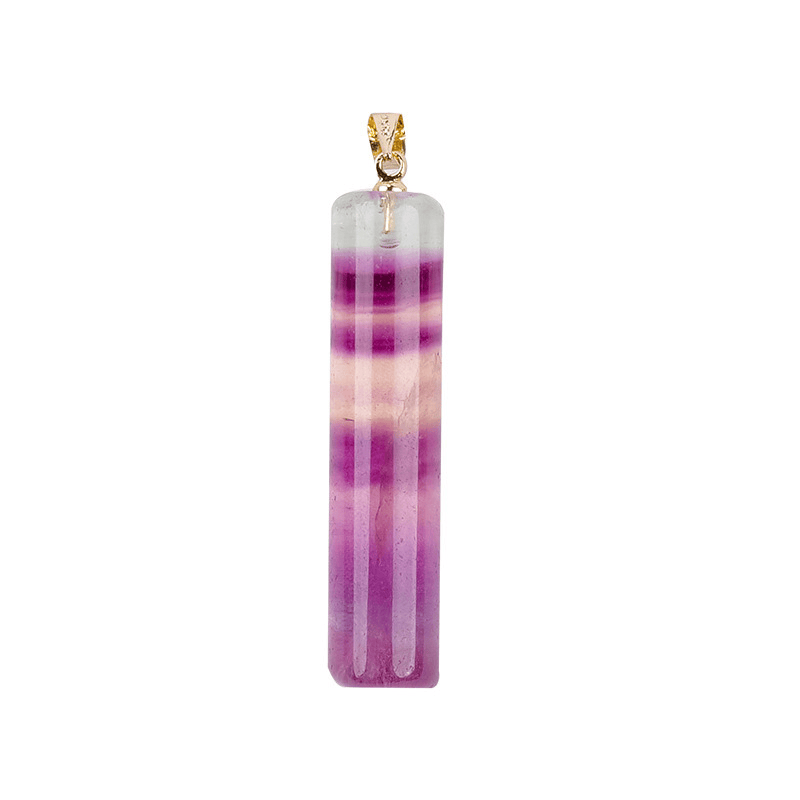 Buddha Stones 天然カラフルフローライト円筒形保護ネックレスペンダント - image 10