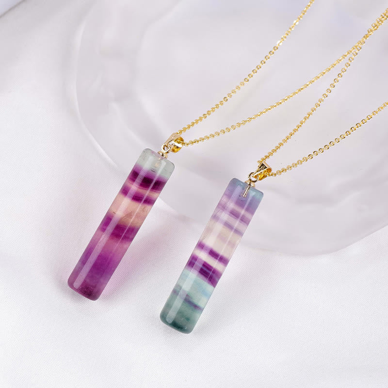 Buddha Stones 天然カラフルフローライト円筒形保護ネックレスペンダント - image 3