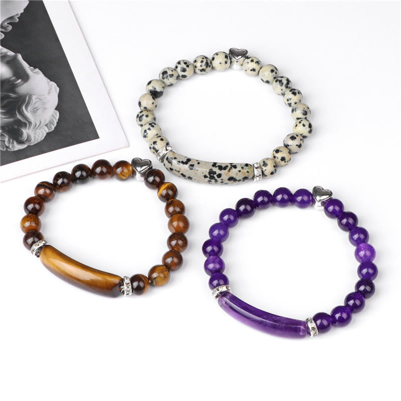 Buddha Stones アメジスト、タイガーアイ、ラピスラズリ、グリーンアベンチュリン、ロードナイト、ダルメシアンジャスパーのヒーリングブレスレット - image 19