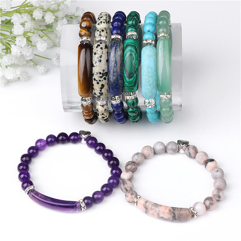 Buddha Stones アメジスト、タイガーアイ、ラピスラズリ、グリーンアベンチュリン、ロードナイト、ダルメシアンジャスパーのヒーリングブレスレット - image 20
