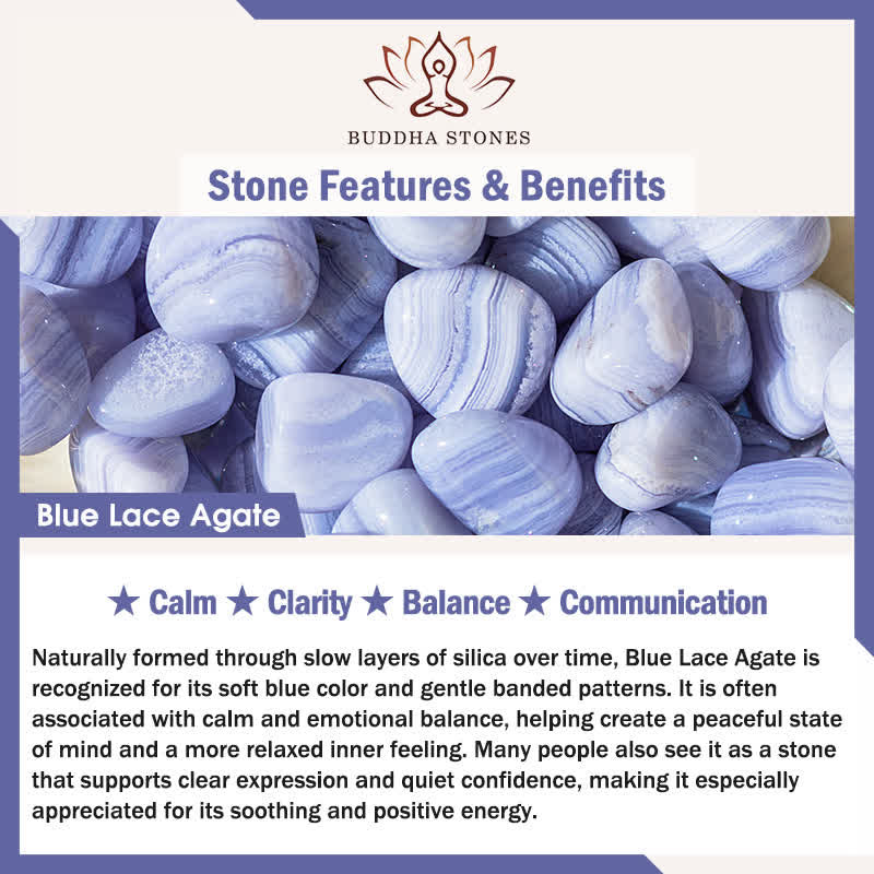 Buddha Stones かわいい猫のデザイン、ブルーレースアゲート、クリアクォーツビーズブレスレット - image 1