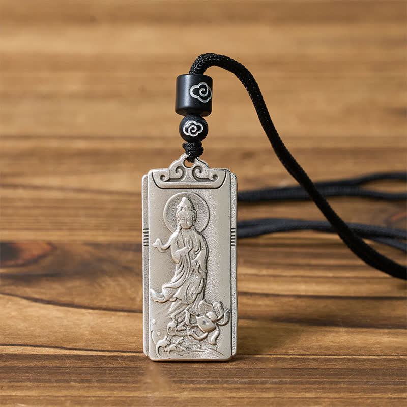 Buddha Stones 銅に銀メッキを施した観音菩薩ロープの富のネックレスペンダント - image 4