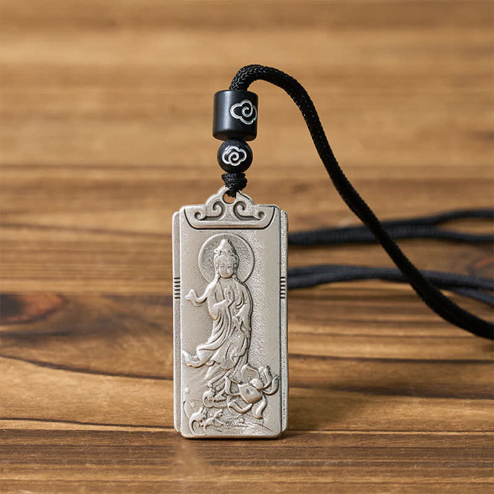 Buddha Stones 銅に銀メッキを施した観音菩薩ロープの富のネックレスペンダント - image 4