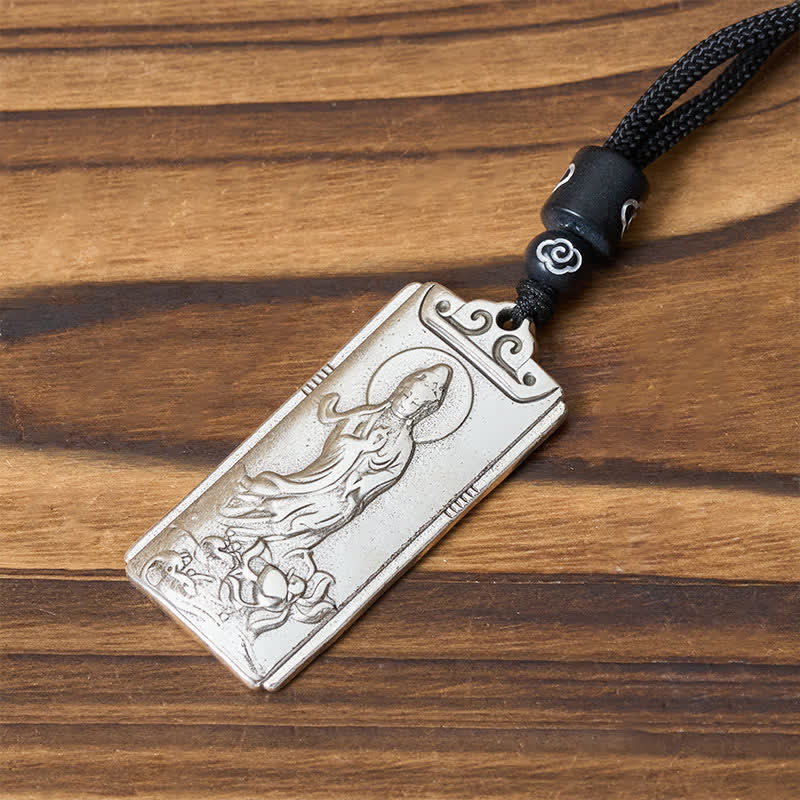 Buddha Stones 銅に銀メッキを施した観音菩薩ロープの富のネックレスペンダント - image 3