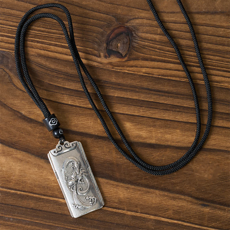 Buddha Stones 銅メッキのシルバードラゴンロープの強さを象徴するネックレスペンダント - image 1