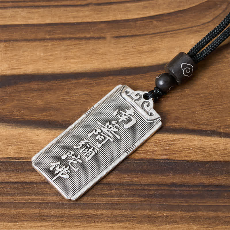 Buddha Stones 銅メッキ銀製南無阿弥陀如来ロープ幸運ネックレスペンダント - 南無阿弥陀仏 - image 0