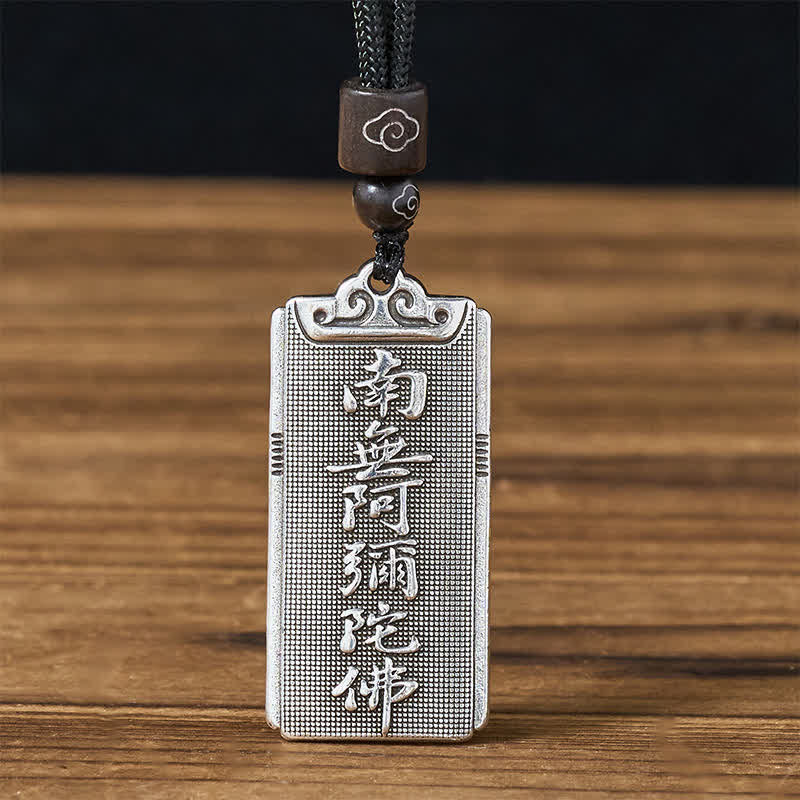 Buddha Stones 銅メッキ銀製南無阿弥陀如来ロープ幸運ネックレスペンダント - image 4