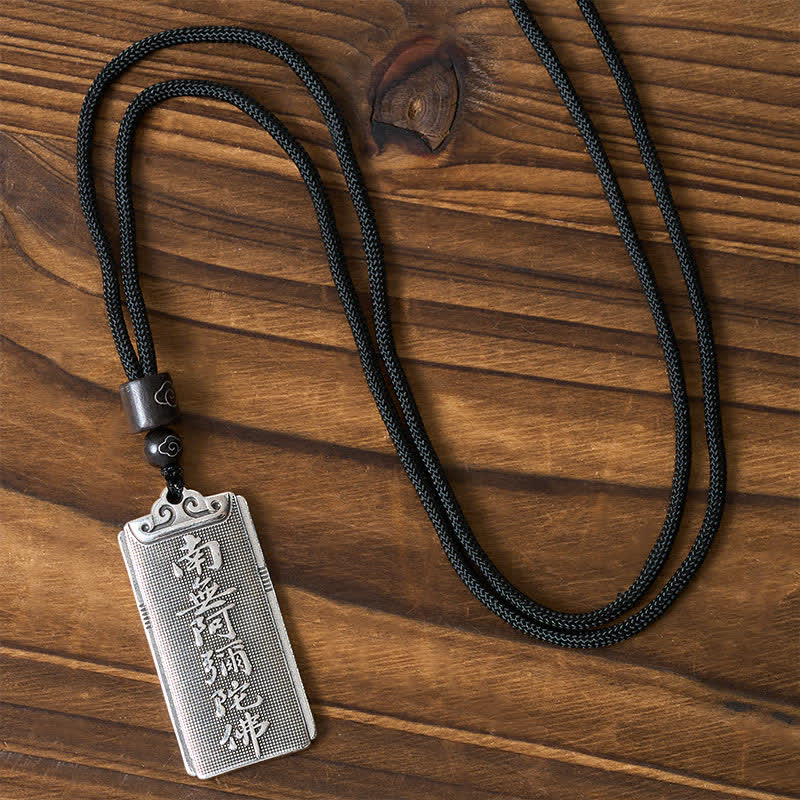 Buddha Stones 銅メッキ銀製南無阿弥陀如来ロープ幸運ネックレスペンダント - image 1