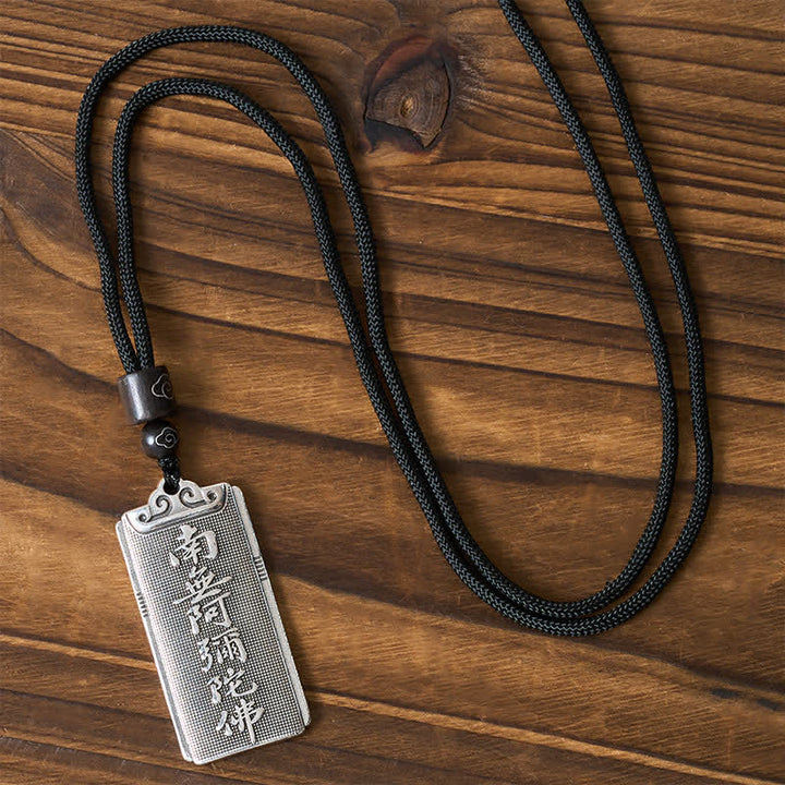 Buddha Stones 銅メッキ銀製南無阿弥陀如来ロープ幸運ネックレスペンダント - image 1