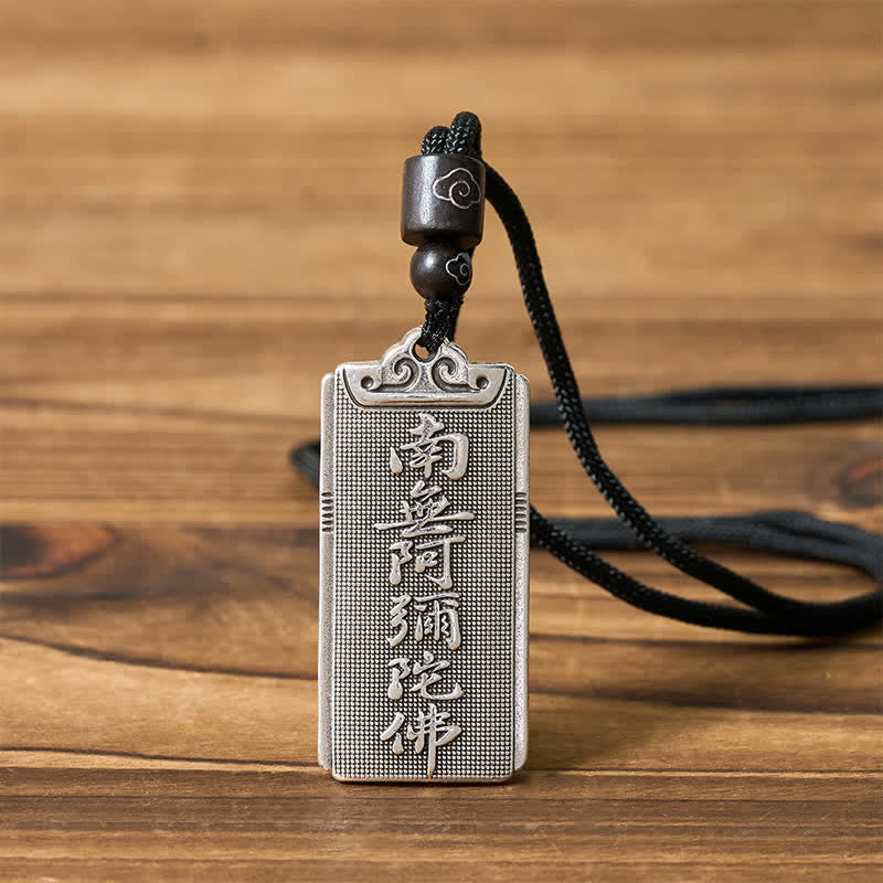 Buddha Stones 銅メッキ銀製南無阿弥陀如来ロープ幸運ネックレスペンダント - image 3