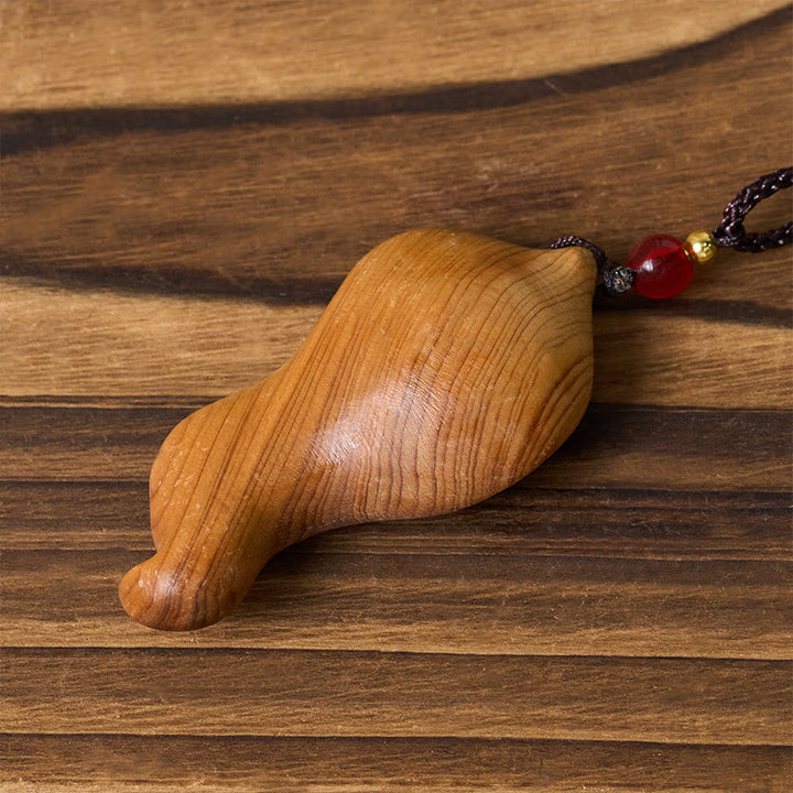 Buddha Stones 観音観音観世音菩薩蓮の葉 Platycladus Orientalis 木製富ネックレスペンダント - image 3