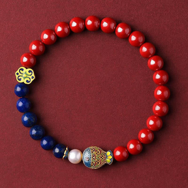 Buddha Stones 辰砂（ラピスラズリ）鯉如意雲チャーム良縁祈願ビーズブレスレット - インペリアル辰砂（手首周り14～15cm） - image 8