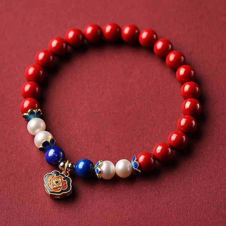 Buddha Stones 辰砂（ラピスラズリ）中国式錠前チャーム付き良縁祈願ブレスレット - image 10