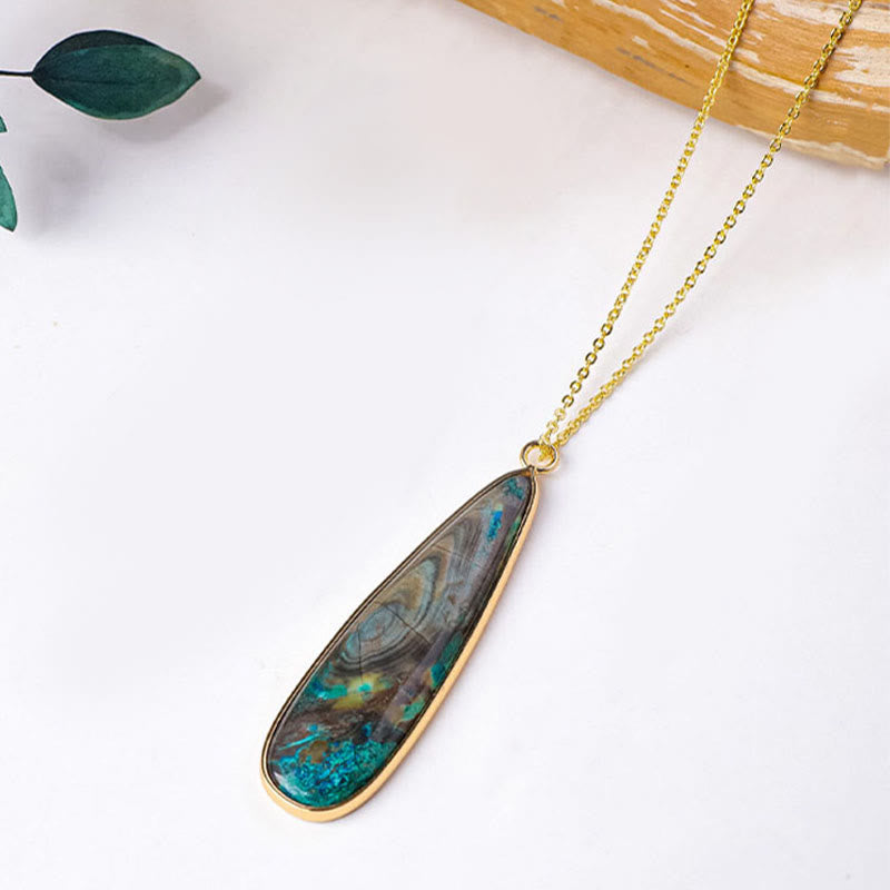 Buddha Stones 天然石 海底堆積物 ジャスパー アゲート ティアドロップ型 保護ネックレスペンダント - 天然の海底堆積物ジャスパー（色、形、サイズは個体差があります） - image 1