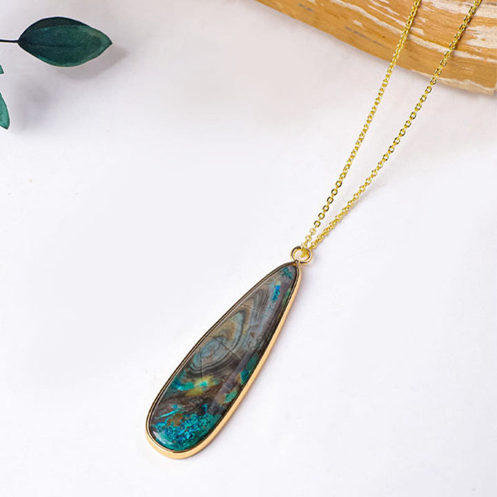 Buddha Stones 天然石 海底堆積物 ジャスパー アゲート ティアドロップ型 保護ネックレスペンダント - 天然の海底堆積物ジャスパー（色、形、サイズは個体差があります） - image 1