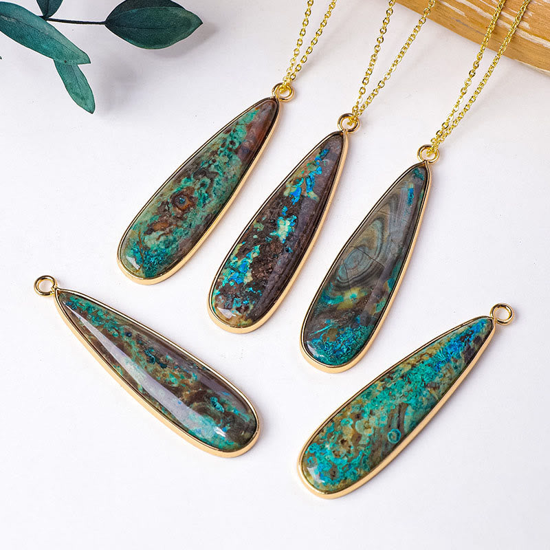 Buddha Stones 天然石 海底堆積物 ジャスパー アゲート ティアドロップ型 保護ネックレスペンダント - image 0