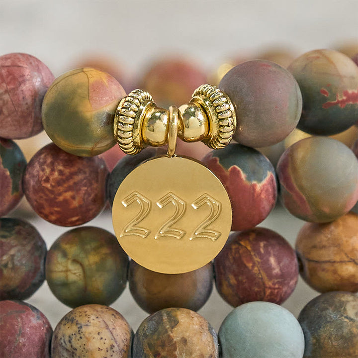 Buddha Stones 222 エンジェルナンバー 108マーラー数珠ピカソジャスパーストーン エネルギーマーラー数珠 - image 5