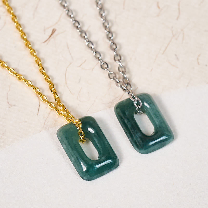 Buddha Stones ミニスクエアグリーンジェイドアバンダンスネックレスペンダント - image 11