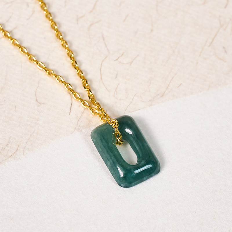 Buddha Stones ミニスクエアグリーンジェイドアバンダンスネックレスペンダント - image 3