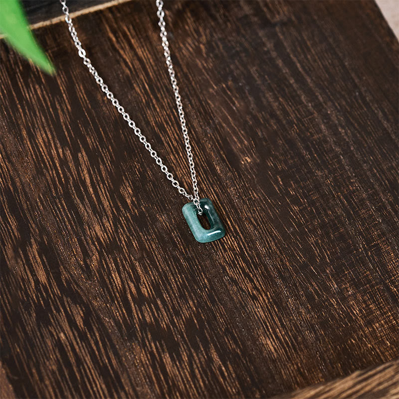 Buddha Stones ミニスクエアグリーンジェイドアバンダンスネックレスペンダント - image 10