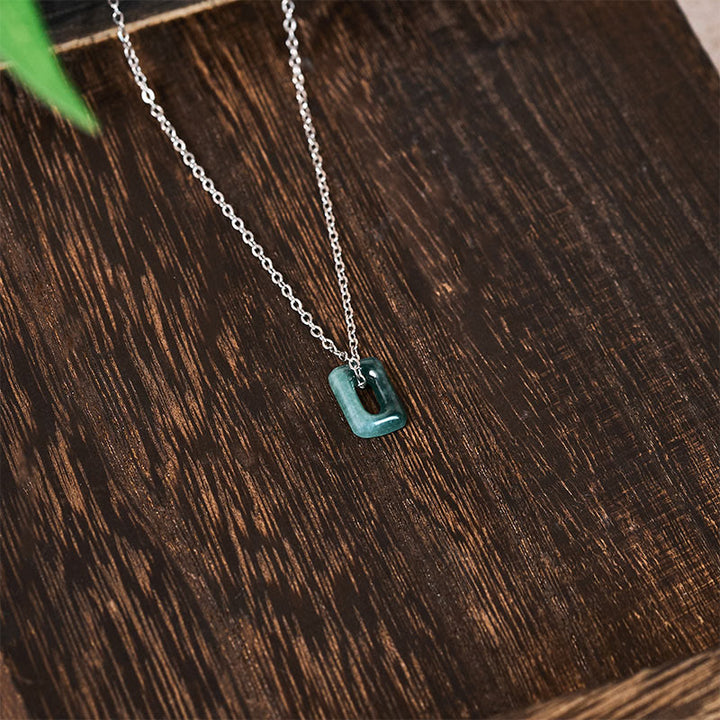 Buddha Stones ミニスクエアグリーンジェイドアバンダンスネックレスペンダント - image 10