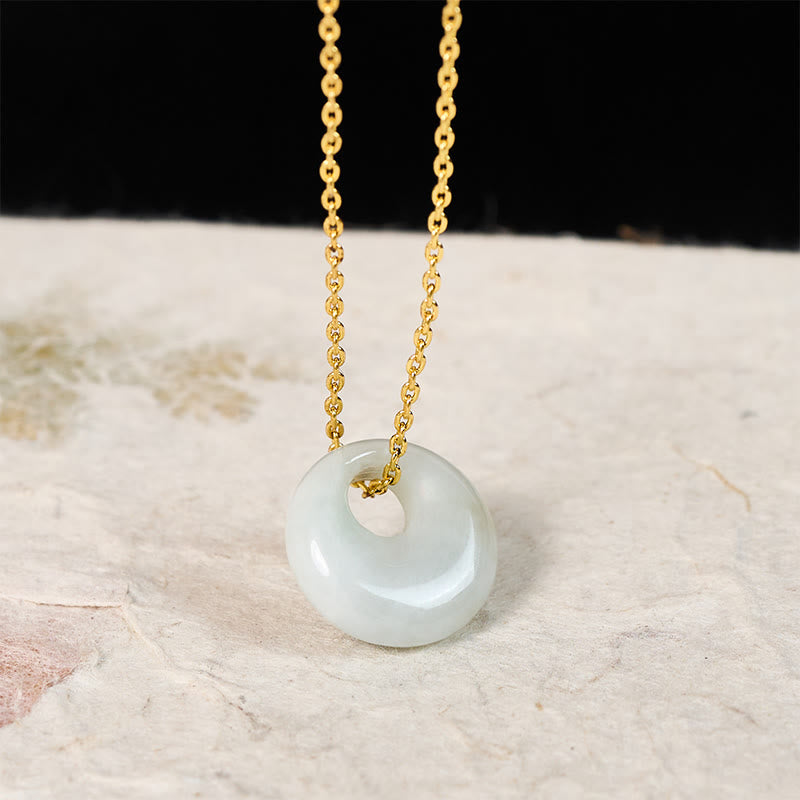 Buddha Stones 丸型バックル付き翡翠の幸運ネックレスペンダント - image 2