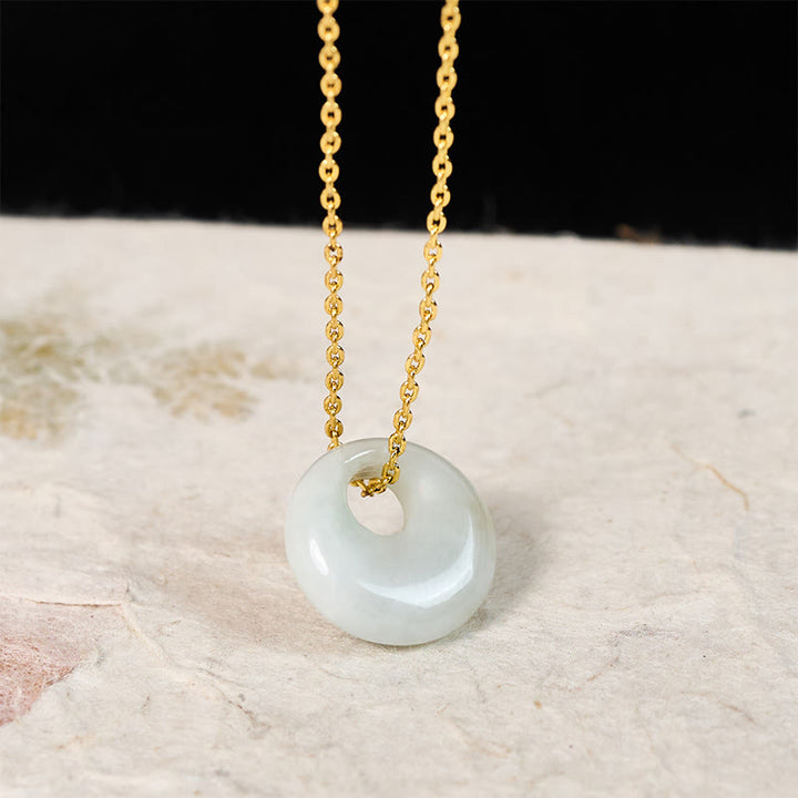 Buddha Stones 丸型バックル付き翡翠の幸運ネックレスペンダント - image 2