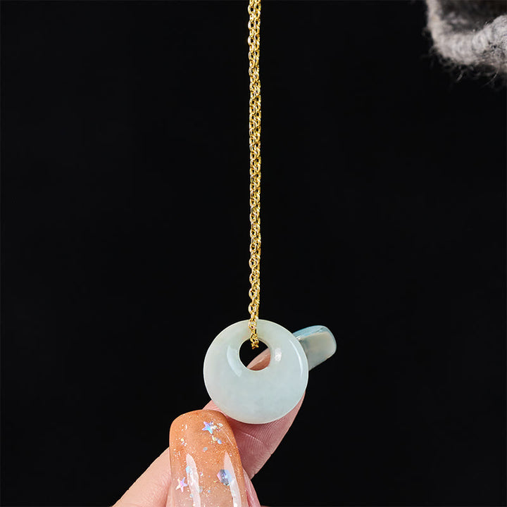 Buddha Stones 丸型バックル付き翡翠の幸運ネックレスペンダント - image 4