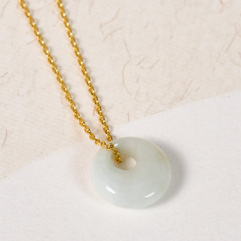 Buddha Stones 丸型バックル付き翡翠の幸運ネックレスペンダント - image 1