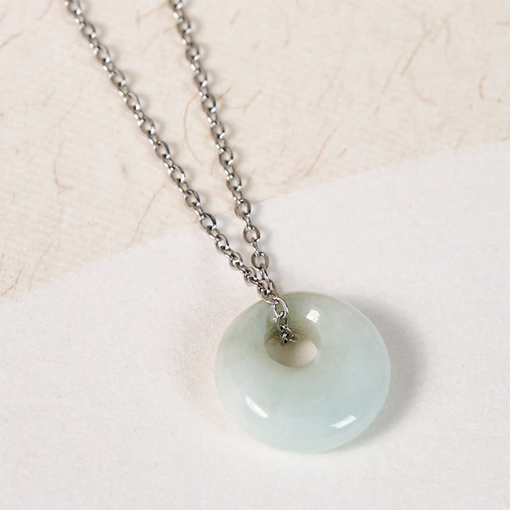 Buddha Stones 丸型バックル付き翡翠の幸運ネックレスペンダント - image 8
