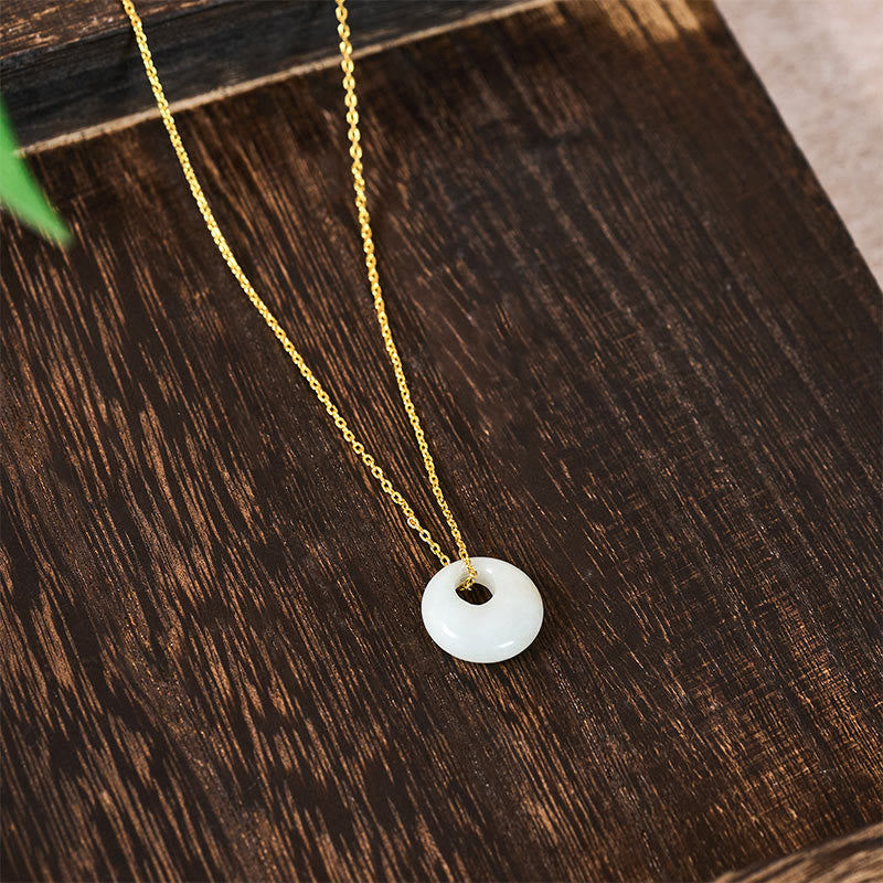 Buddha Stones 丸型バックル付き翡翠の幸運ネックレスペンダント - image 3