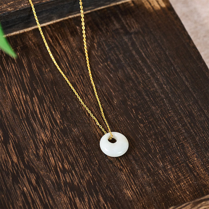 Buddha Stones 丸型バックル付き翡翠の幸運ネックレスペンダント - image 3