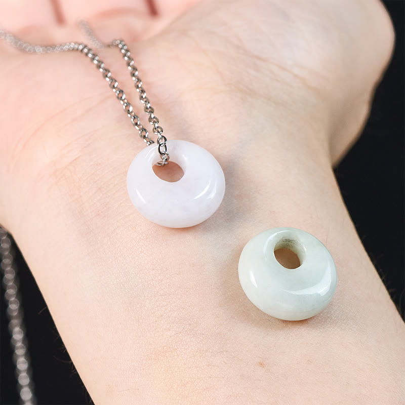 Buddha Stones 丸型バックル付き翡翠の幸運ネックレスペンダント - image 12