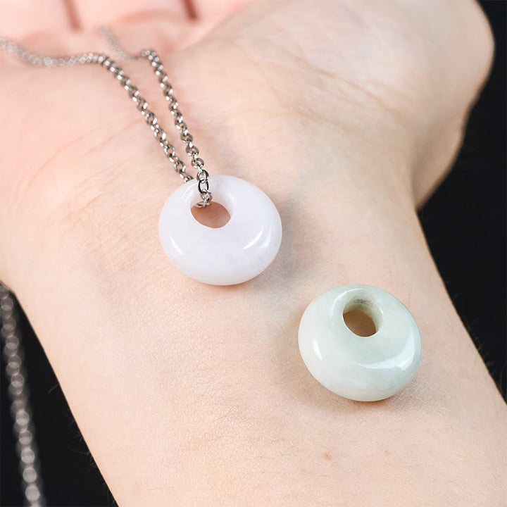 Buddha Stones 丸型バックル付き翡翠の幸運ネックレスペンダント - image 12