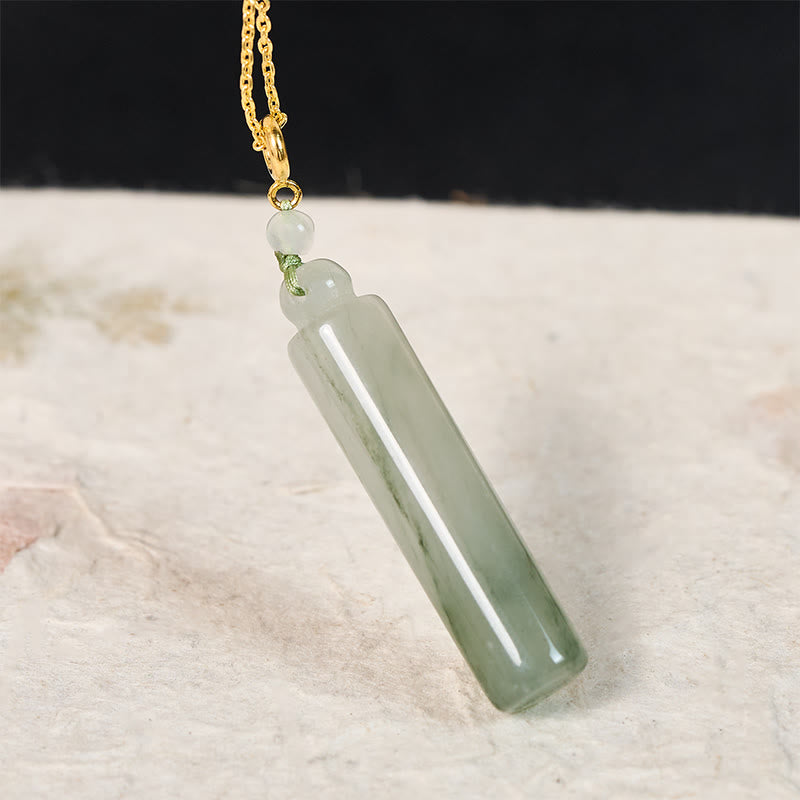 Buddha Stones 円筒模様の翡翠の幸運ネックレスペンダント - image 3