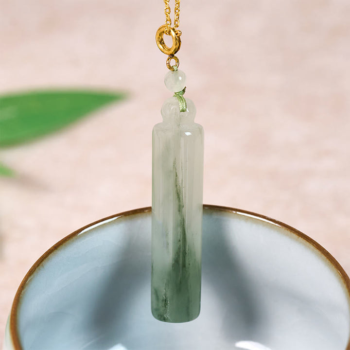 Buddha Stones 円筒模様の翡翠の幸運ネックレスペンダント - image 2