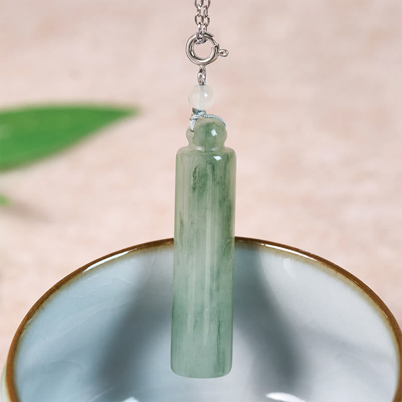 Buddha Stones 円筒模様の翡翠の幸運ネックレスペンダント - image 10