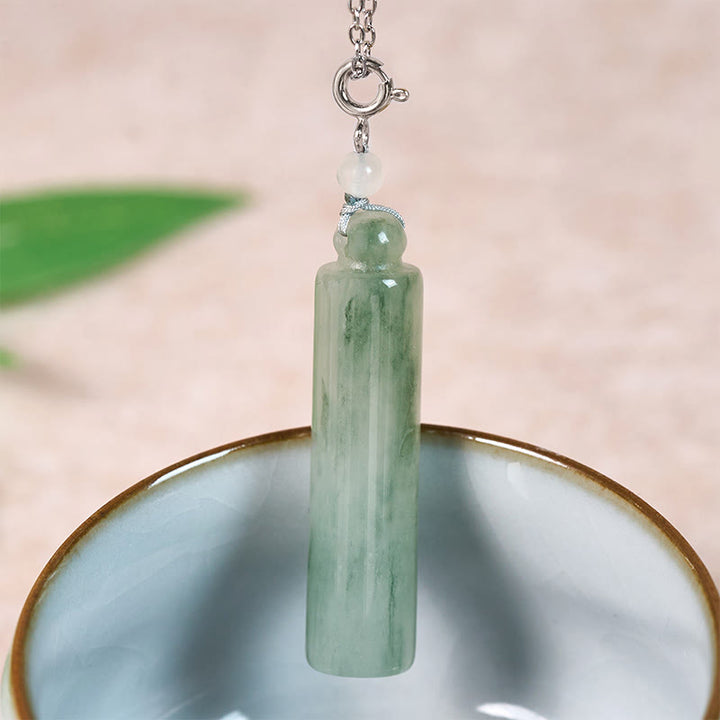 Buddha Stones 円筒模様の翡翠の幸運ネックレスペンダント - image 10