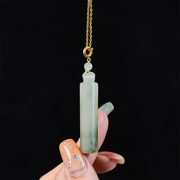 Buddha Stones 円筒模様の翡翠の幸運ネックレスペンダント - image 6