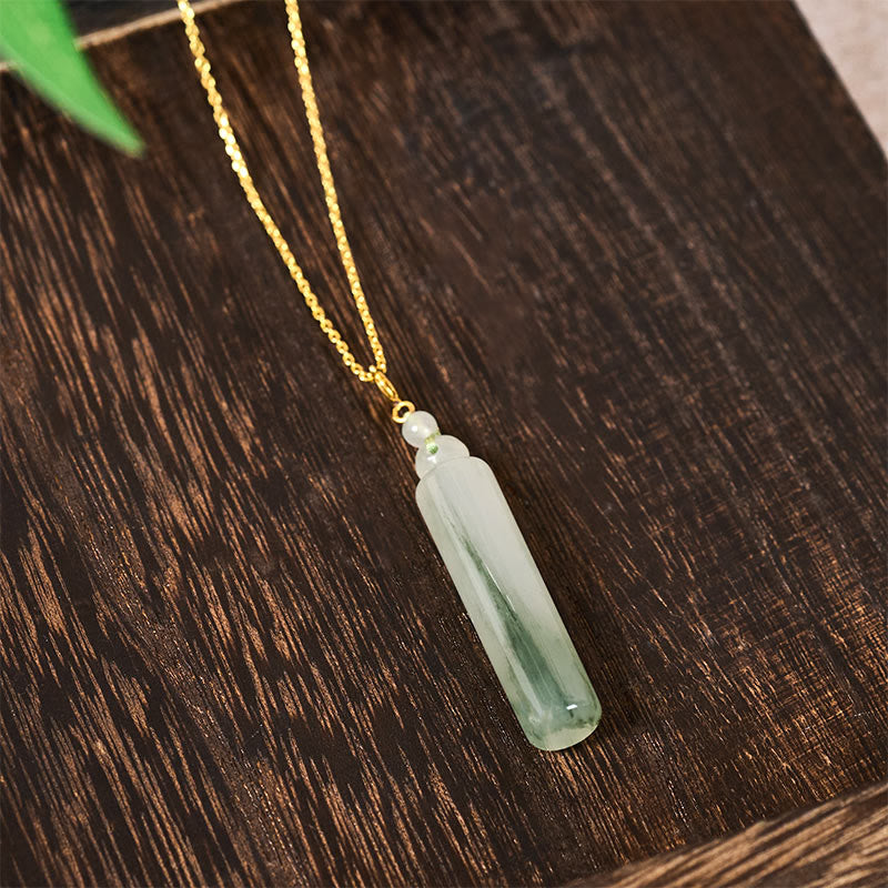 Buddha Stones 円筒模様の翡翠の幸運ネックレスペンダント - image 4