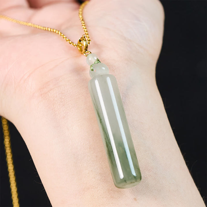 Buddha Stones 円筒模様の翡翠の幸運ネックレスペンダント - image 7