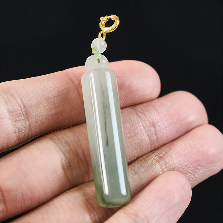Buddha Stones 円筒模様の翡翠の幸運ネックレスペンダント - image 8