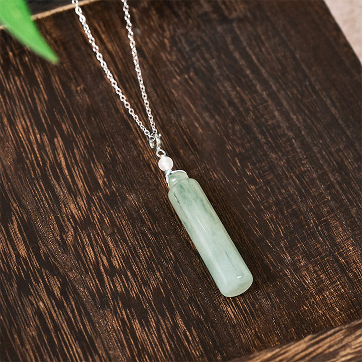 Buddha Stones 円筒模様の翡翠の幸運ネックレスペンダント - image 12