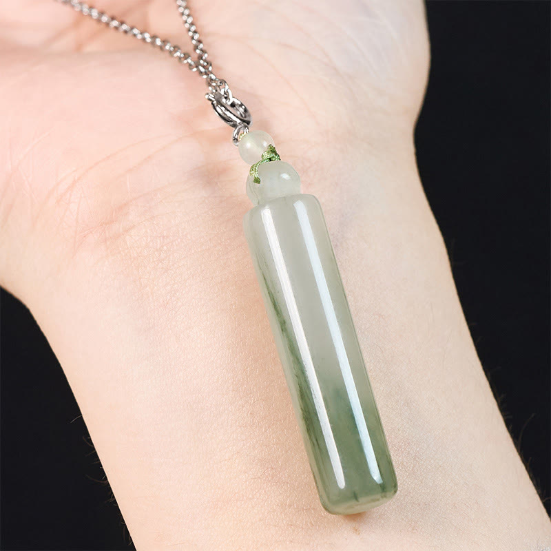 Buddha Stones 円筒模様の翡翠の幸運ネックレスペンダント - image 11