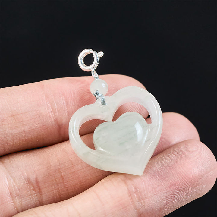 Buddha Stones 中空のラブハート型翡翠の豊穣ネックレスペンダント - image 12
