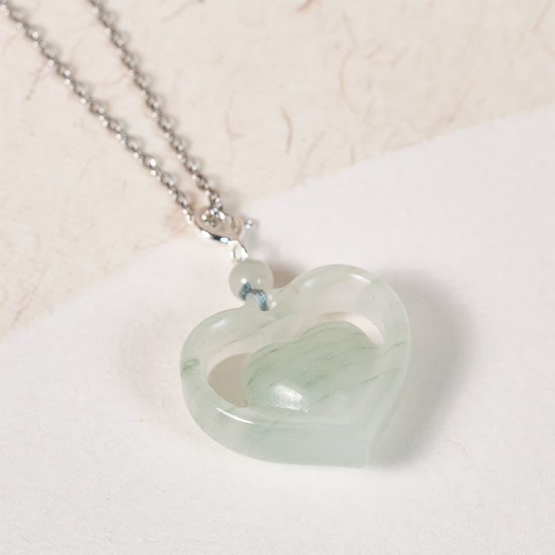 Buddha Stones 中空のラブハート型翡翠の豊穣ネックレスペンダント - image 9