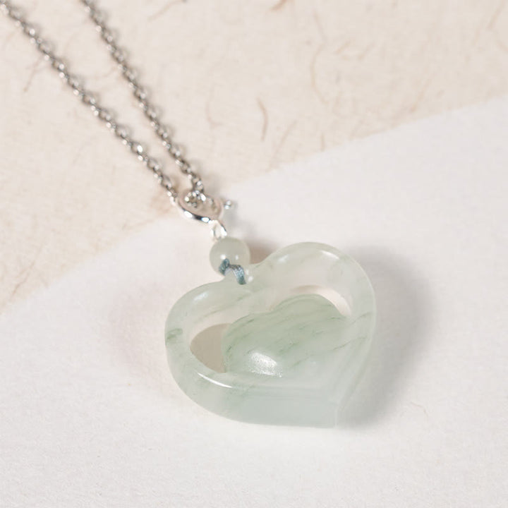 Buddha Stones 中空のラブハート型翡翠の豊穣ネックレスペンダント - image 9