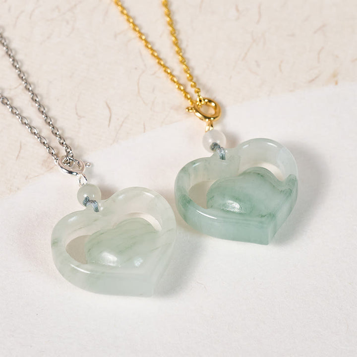 Buddha Stones 中空のラブハート型翡翠の豊穣ネックレスペンダント - image 13