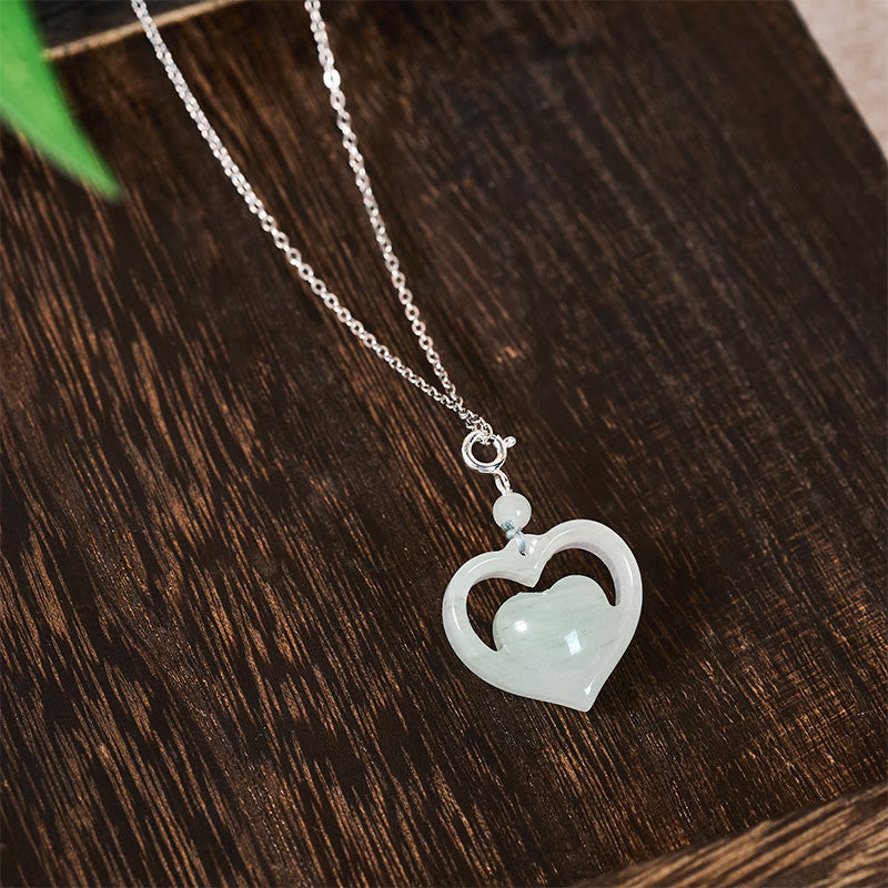 Buddha Stones 中空のラブハート型翡翠の豊穣ネックレスペンダント - image 10